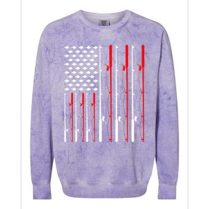 American Flag Fishing Rod Fishing Lover Gift Colorblast Crewneck Sweatshirt