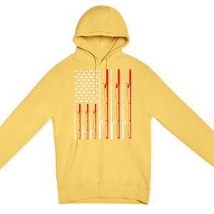 American Flag Fishing Rod Fishing Lover Gift Premium Pullover Hoodie