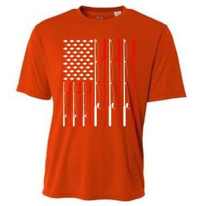 American Flag Fishing Rod Fishing Lover Gift Cooling Performance Crew T-Shirt