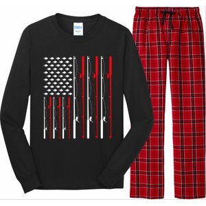 American Flag Fishing Rod Fishing Lover Gift Long Sleeve Pajama Set