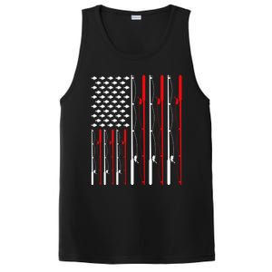 American Flag Fishing Rod Fishing Lover Gift PosiCharge Competitor Tank