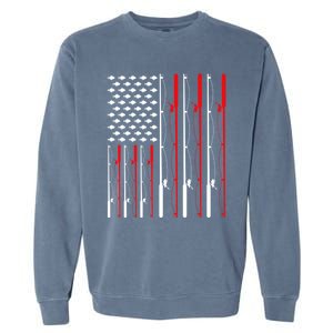 American Flag Fishing Rod Fishing Lover Gift Garment-Dyed Sweatshirt