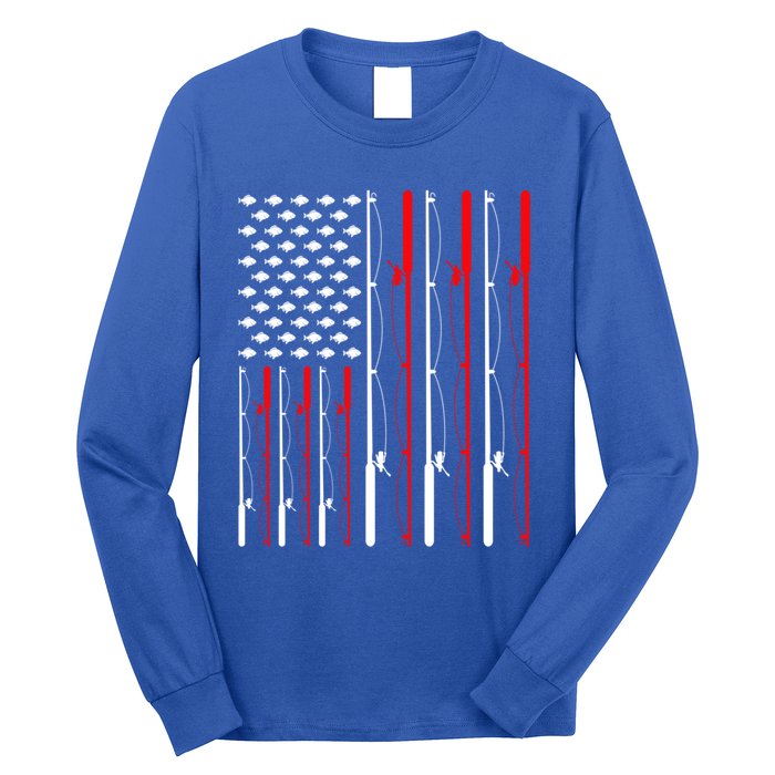 American Flag Fishing Rod Fishing Lover Gift Long Sleeve Shirt