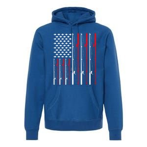 American Flag Fishing Rod Fishing Lover Gift Premium Hoodie