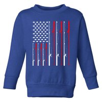 American Flag Fishing Rod Fishing Lover Gift Toddler Sweatshirt