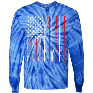 American Flag Fishing Rod Fishing Lover Gift Tie-Dye Long Sleeve Shirt