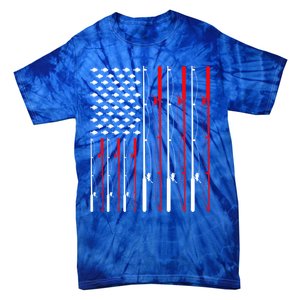 American Flag Fishing Rod Fishing Lover Gift Tie-Dye T-Shirt