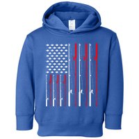 American Flag Fishing Rod Fishing Lover Gift Toddler Hoodie