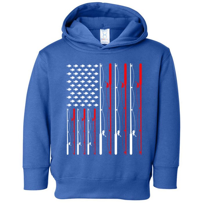 American Flag Fishing Rod Fishing Lover Gift Toddler Hoodie