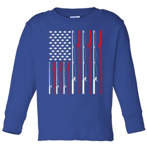 American Flag Fishing Rod Fishing Lover Gift Toddler Long Sleeve Shirt