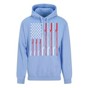 American Flag Fishing Rod Fishing Lover Gift Unisex Surf Hoodie