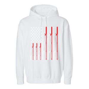 American Flag Fishing Rod Fishing Lover Gift Garment-Dyed Fleece Hoodie