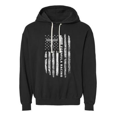 American Flag Formula Racing Vintage Formula Racing Garment-Dyed Fleece Hoodie