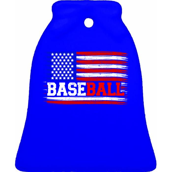 American Flag Funny Baseball Softball Mama Papa Cute Gift Ceramic Bell Ornament