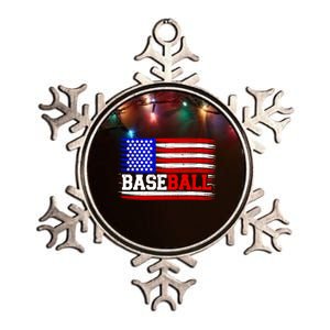 American Flag Funny Baseball Softball Mama Papa Cute Gift Metallic Star Ornament