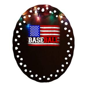 American Flag Funny Baseball Softball Mama Papa Cute Gift Ceramic Oval Ornament