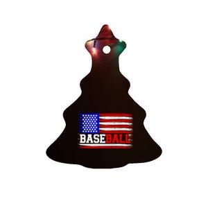 American Flag Funny Baseball Softball Mama Papa Cute Gift Ceramic Tree Ornament