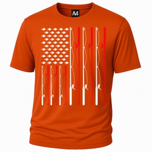 American Flag Fishing Rod Fishing Lover Great Gift Cooling Performance Crew T-Shirt