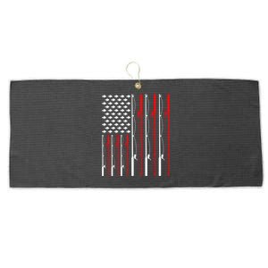 American Flag Fishing Rod Fishing Lover Great Gift Large Microfiber Waffle Golf Towel