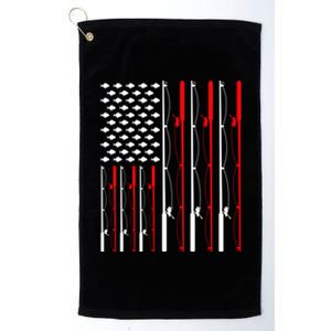 American Flag Fishing Rod Fishing Lover Great Gift Platinum Collection Golf Towel