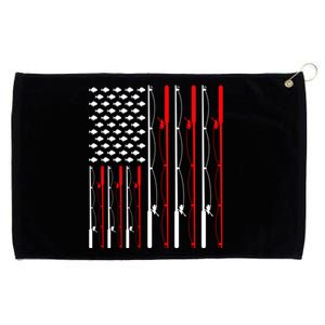 American Flag Fishing Rod Fishing Lover Great Gift Grommeted Golf Towel