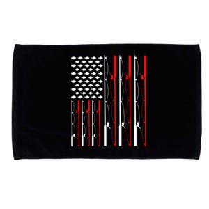 American Flag Fishing Rod Fishing Lover Great Gift Microfiber Hand Towel