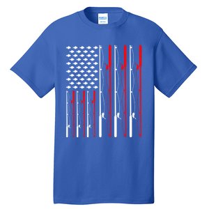 American Flag Fishing Rod Fishing Lover Great Gift Tall T-Shirt