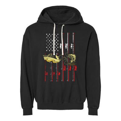 American Fishing Flag Garment-Dyed Fleece Hoodie