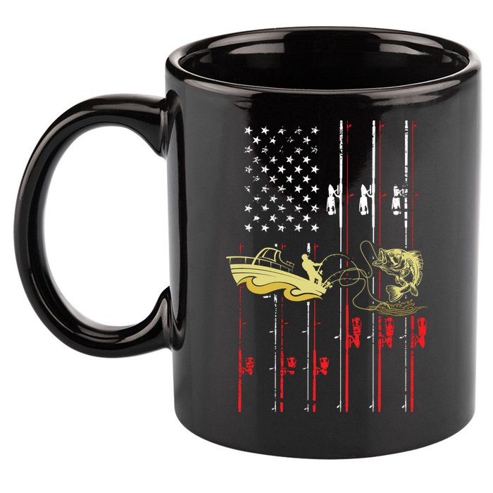 American Fishing Flag 11oz C Handle Ceramic Mug