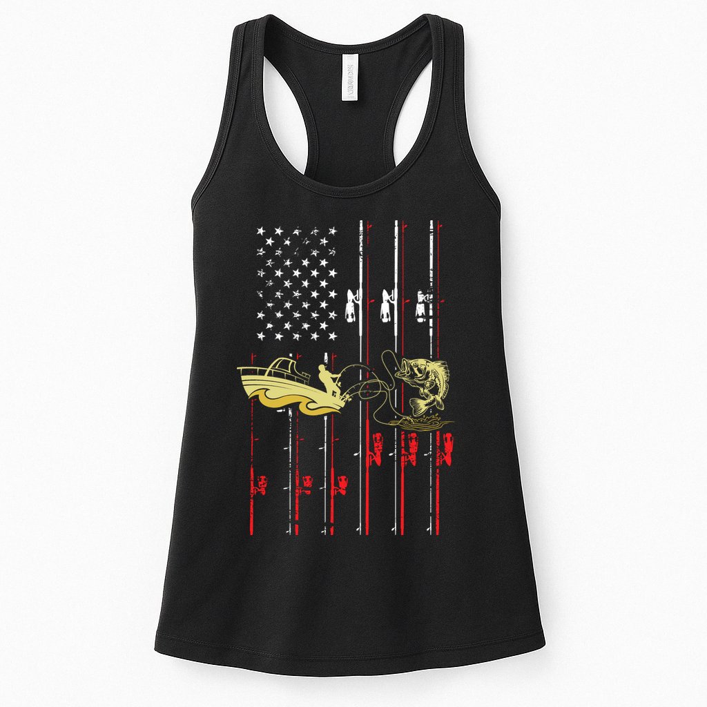 American Fishing Flag Womens Tank Top