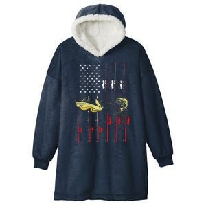 American Fishing Flag Hooded Wearable Blanket