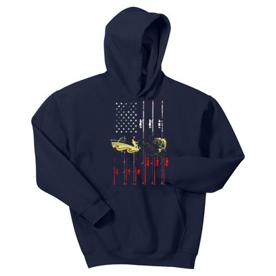 American Fishing Flag Kids Hoodie