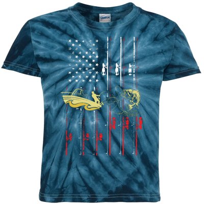 American Fishing Flag Kids Tie-Dye T-Shirt