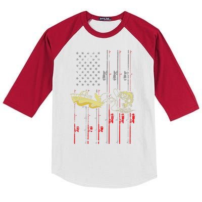 American Fishing Flag Kids Colorblock Raglan Jersey