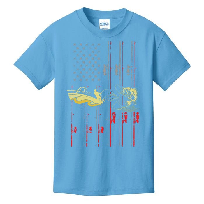 American Fishing Flag Kids T-Shirt