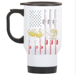 American Fishing Flag Stainless Steel Travel Mug