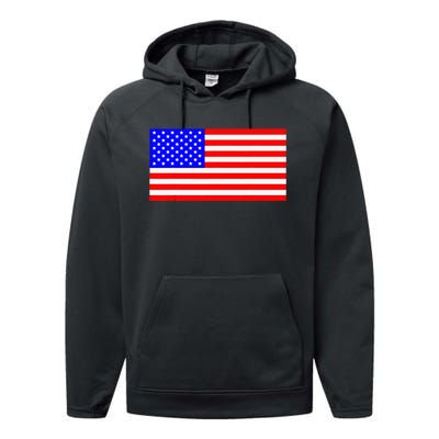 American Flag Flat Color Design Performance Fleece Hoodie