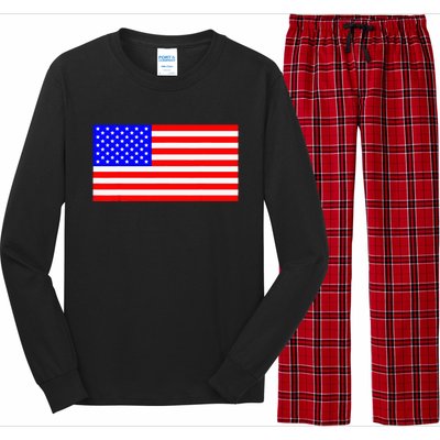 American Flag Flat Color Design Long Sleeve Pajama Set