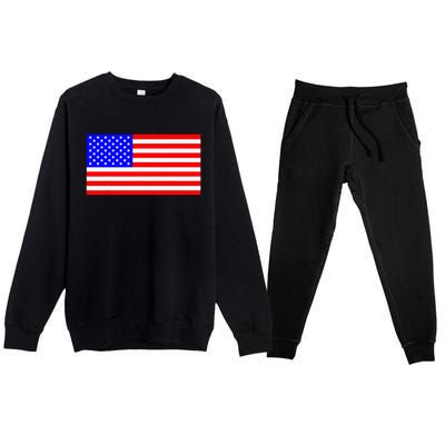 American Flag Flat Color Design Premium Crewneck Sweatsuit Set