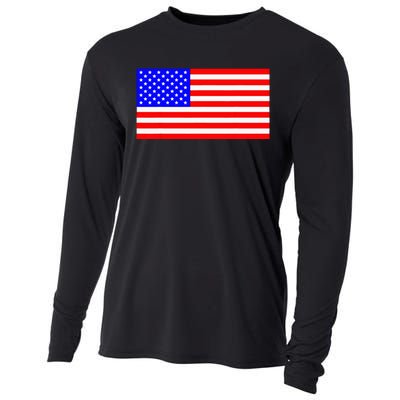 American Flag Flat Color Design Cooling Performance Long Sleeve Crew