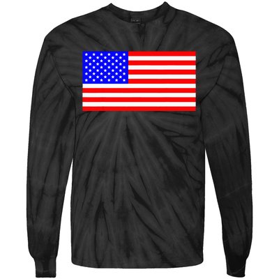 American Flag Flat Color Design Tie-Dye Long Sleeve Shirt