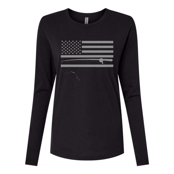 American Flag Fishing Apparel Fishing Womens Cotton Relaxed Long Sleeve T-Shirt