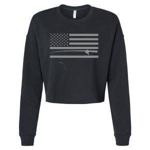 American Flag Fishing Apparel Fishing Cropped Pullover Crew