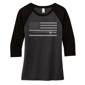 American Flag Fishing Apparel Fishing Women's Tri-Blend 3/4-Sleeve Raglan Shirt