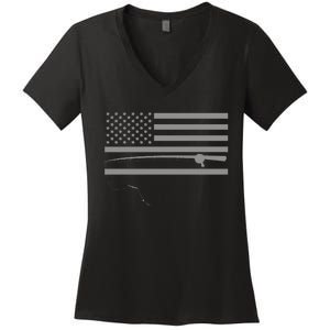 American Flag Fishing Apparel Fishing Women's V-Neck T-Shirt