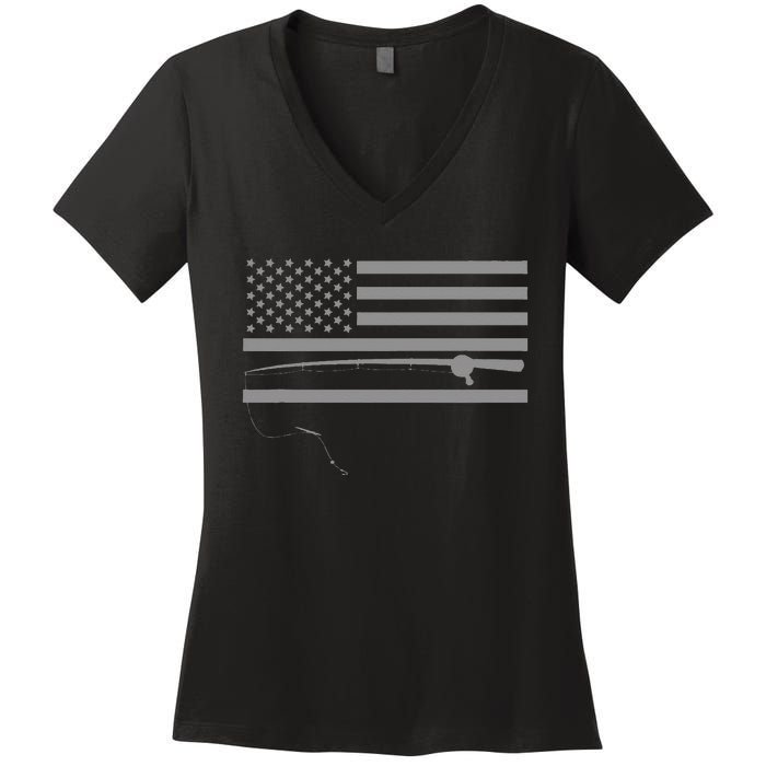 American Flag Fishing Apparel Fishing Women's V-Neck T-Shirt