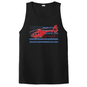 American Flag Flight Nurse Heartbeat Funny Gift PosiCharge Competitor Tank