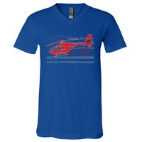 American Flag Flight Nurse Heartbeat Funny Gift V-Neck T-Shirt