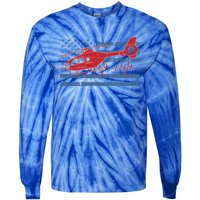 American Flag Flight Nurse Heartbeat Funny Gift Tie-Dye Long Sleeve Shirt