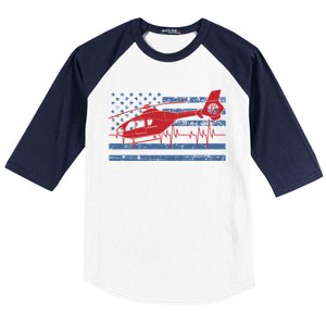 American Flag Flight Nurse Heartbeat Funny Gift Baseball Sleeve Shirt